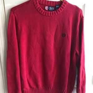 Chaps Men's Crewneck Red Knit Sweater Size XL Logo Classic Christmas Heavy